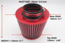 Air Intake Cleaner Power Flow Stainless Steel Mesh Cone Air Filter 64mm 2.5" Red